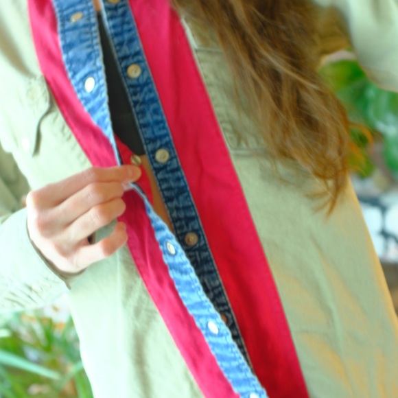 Vintage unique western snap button up, quality, classic colors (red denim khaki) - Picture 6 of 15